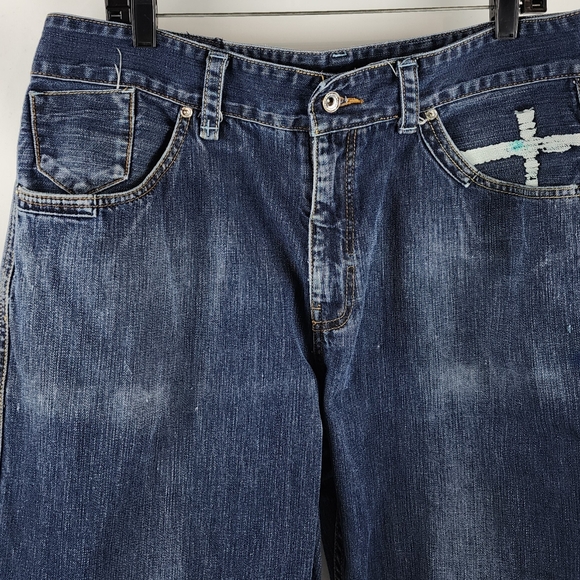 Rocawear Vintage Mens Regular Fit Baggy Blue Jeans Size 38x32 VTG 90s Hip Hop - Picture 2 of 12